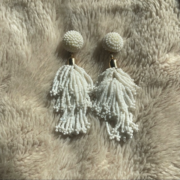 NWOT White Tassel Earrings - Picture 1 of 5